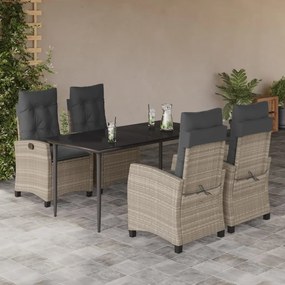 vidaXL Set mobilier de grădină cu perne, 5 piese gri deschis poliratan