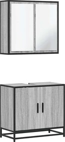 vidaXL Set mobilier de baie, 2 piese, gri sonoma, lemn prelucrat
