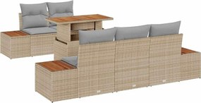 vidaXL Set de canapele pentru grădină 6 pcs Bej Rattan poli