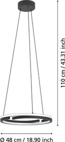 Eglo 901822 - Lustră LED reglabilă pe cablu MEZZOMONTE 2xLED/20W/230V negru + telecomandă