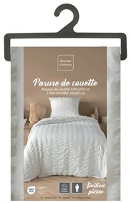 Lenjerie de pat albă din țesătură crep pentru pat de o persoană 140x200 cm Plissia – douceur d'intérieur