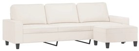Canapea cu 3 locuri si taburet, bej, 210 cm, microfibra