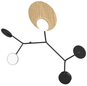 Lampă de perete Ballon 5 C, mai multe variante - TUNTO Model: cadre și parte fixă negre, panou de lemn stejar