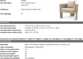 Fotoliu LUX design elegant Toto, Lyssa sand