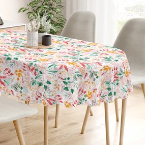 Goldea față de masă decorativă  loneta - frunze colorate - ovală 140 x 180 cm