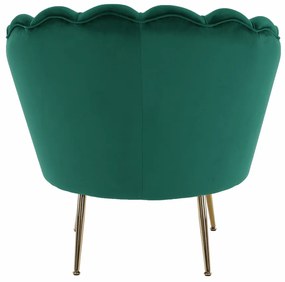 Fotoliu în stil Art-deco, catifea Velvet smarald/crom auriu, NOBLIN