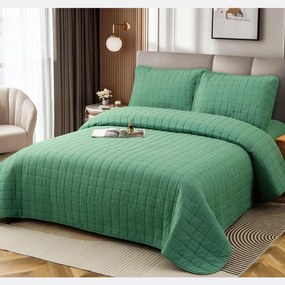 Cuvertură bumbac 100%, verde, 4 piese, 230x240 cm, EY03