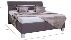 Pat tapițat ALIS 160x200 cm cu saltea și spațiu de depozitare, maro