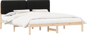 vidaXL Cadru de pat cu tăblie tapițată cu headboard Negru 180 x 200 cm