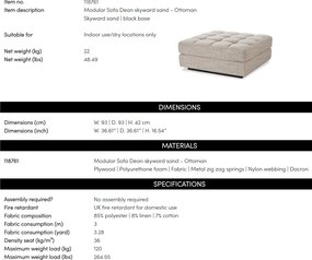 Otoman design LUX, Suport picioare canapea modulara Dean Skyward sand