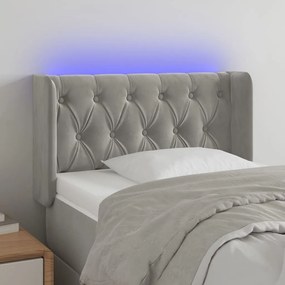 vidaXL Tăblie de pat cu LED, gri deschis, 83x16x78/88 cm, catifea