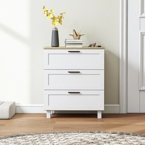 HOMCOM Comodă Modernă cu 3 Sertare 60x38x71 cm Albă și Culoare Lemn | Aosom Romania