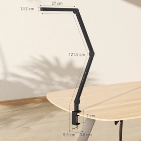 HOMCOM Lampă de Birou LED Dimmabilă cu Clește, Braț Reglabil și 2 Culori de Lumină, Negru | Aosom Romania