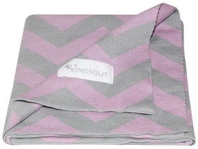 Pătură din bumbac pentru copii Kindsgut Zigzag, 80 x 100 cm, roz-bej