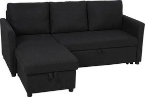 HOMCOM Canapea Extensibilă cu 3 Locuri și Șezlong Convertibil, Canapea de Colț Pliabilă cu Compartiment de Depozitare și 3 Perne Detașabile, Material Textil cu Efect de In, Living, 192x148x86cm, Gri Închis | Aosom Romania