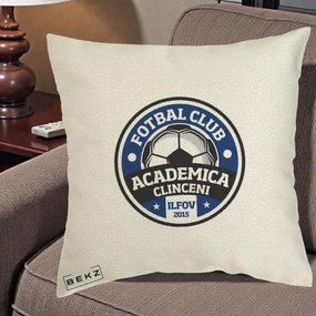 Perna Personalizata Academica Clinceni Fotbal Club, 40x40 cm, Ecru, Husa Detasabila, Perna Inclusa, BEKZ®
