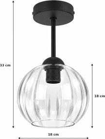 BRILAGI - lustra LED aplicată RETRO GLASS 1xE27/60W/230V Ø 18 cm negru/transparent