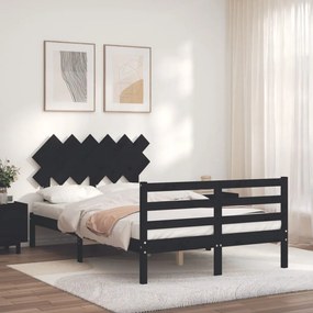 3195285 vidaXL Cadru de pat cu tăblie, negru, 120x200 cm, lemn masiv