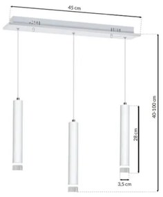 Lustră LED pe cablu ALBA 3xLED/15W/230V albă