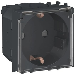Priza standard german, cu obturatoare si capac, 16A, neagra, Schneider Easy Styl