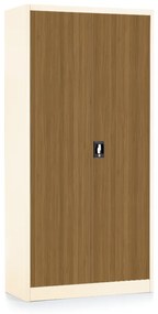 Dulap metalic universal cu imitație de lemn, 90 x 40 x 185 cm, încuietoare cu cilindru, nuc / ral 9003