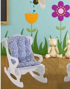 Scaun balansoar copii 40×70×65 cm – MDF alb/albastru, Baby Puzzle