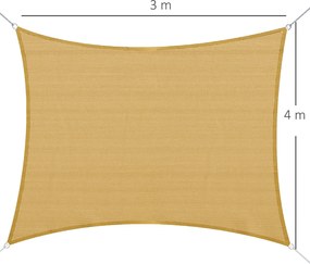 Outsunny Cort Parasolar Dreptunghiular pentru Exterior cu Protecție UV Respirabil cu Frânghii de Fixare, 3x4 m, Bej | Aosom Romania