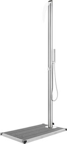 vidaXL Duș de grădină cu bază gri, 225 cm, oțel inoxidabil