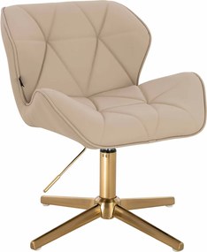 HR111CROSS Scaun Crem Piele Ecologica Premium Soft cu Bază Aurie