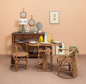 Set dining din rattan natural, masă ovală și 2 scaune, 3 piese, „Trinidad”