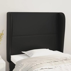 Tablie de pat cu aripioare, negru, 93x23x118 128 cm, piele eco 1, Negru, 93 x 23 x 118 128 cm
