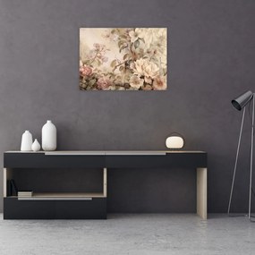 Tablou pe sticlă - Vintage pictura pasăre (70x50 cm)