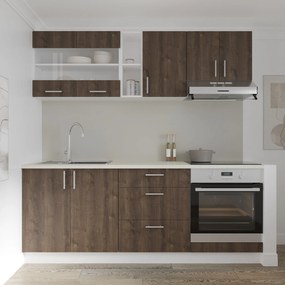 Set haaus V12, Stejar Bronz/Alb, Blat Thermo 28 mm, L 200 cm