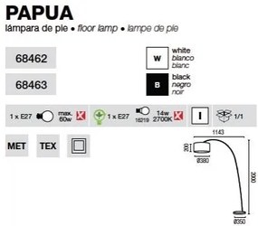 Lampadar, lampa de podea Papua 68462