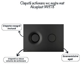 Set vas wc suspendat negru cu capac Fluminia Paris, rezervor si clapeta negru mat Alcaplast M1978