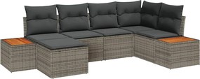 vidaXL Set de canapele pentru grădină cu pernă 6 pcs Gri poliratan