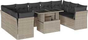 vidaXL Set canapele de grădină cu perne 10 piese gri deschis poliratan