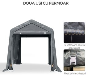 Outsunny Copertina pentru Masini, Motociclete si Biciclete, pentru exterior din Metal si Tesatura PE, Gri | Aosom Romania