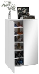 HOMCOM Dulap pentru pantofi cu oglindă pentru 18 perechi, 5 rafturi reglabile, pentru hol 60x32x95 cm Alb | Aosom Romania