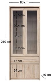 Vitrină Noella 2D2W1S (Stejar sonoma). 1053121