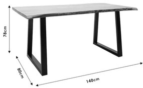 Masa de luat masa Miles pakoworld din lemn masiv 4cm nuc-picior negru 140x80x78cm