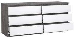 Comodă Simplicity 154 x 50 x 70 cm, gri / alb lucios