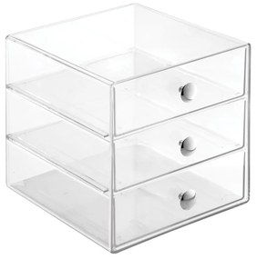 Organizator transparent cu 3 sertare InderDesign Drawers, înălțime 16,5 cm