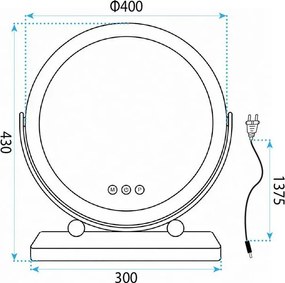 Oglindă LED MAKE-UP Black 40 cm