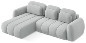 Colțar gri deschis extensibil/cu spațiu de depozitare cu tapițerie din țesătură bouclé (cu colț pe partea stângă/cu șezlong) Pele – Makamii