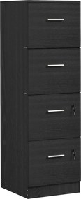 HOMCOM Dulap de Birou cu 4 Sertare, 2 Încuietori și Bare pentru Dosare Suspendate, cu Aspect de Lemn, 40x42x130,8 cm, Negru | Aosom Romania