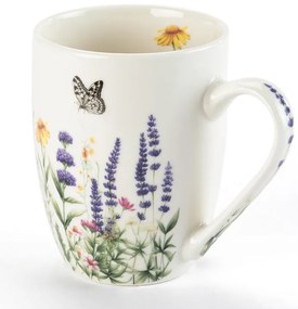 Set de căni din porţelan LAVANDĂ ŞI FLUTURI în cutie cadou 350 ml 2 buc