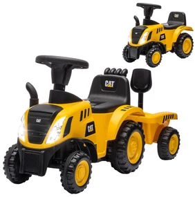 AIYAPLAY Camion, Excavator Jucărie pentru Copii 12-36 Luni cu Cupă și Remorcă Integrate, 91x29x44 cm, Galben | Aosom Romania