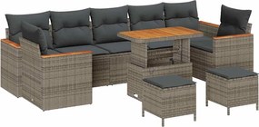 vidaXL Set de canapele pentru grădină cu pernă 10 pcs Gri Rattan poli