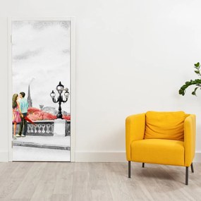 Fototapet pentru ușă - Îndrăgostiții în Paris (95x205cm)